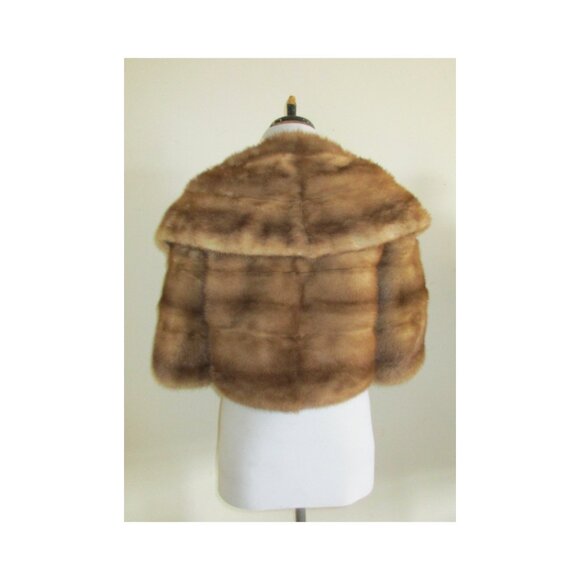 Vintage Autumn Haze Brand EMBA Natural Brown Mink Fur Stole Cape Wrap - Picture 4 of 12